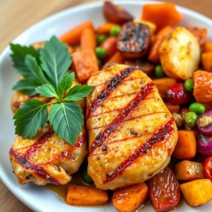 دجاج مشوي مع الخضار
