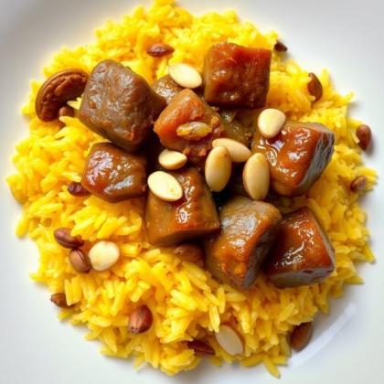 لحم مع الأرز